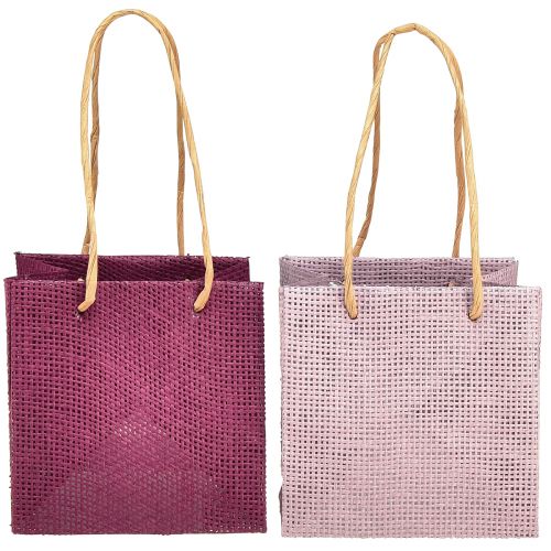 Papirgaveposer med hanke bordeaux pink 12x12cm 8 stk