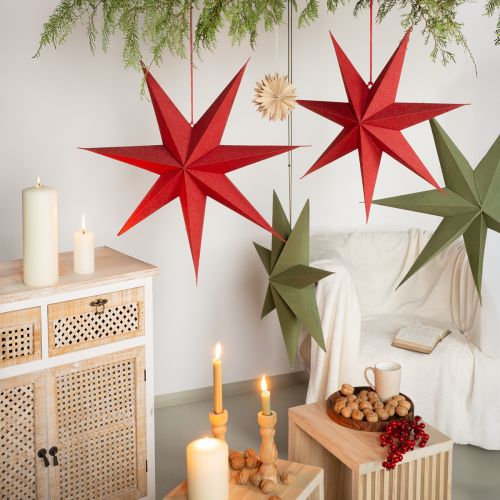 Floristik24 Papirstjerne Juledekorationslampe Jute Rød 60x15cm