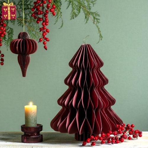 Floristik24 Papir juletræ til ophængning Bordeaux H40cm 2 stk.