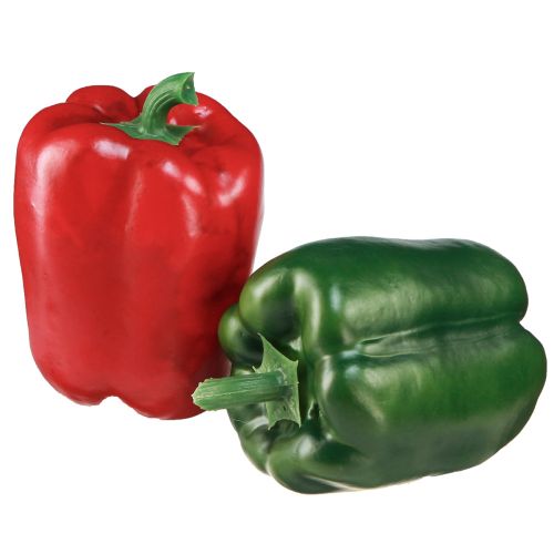 Artikel Paprika dekoration rød grøn kunstig net Ø8cm H11,5cm 4 stk