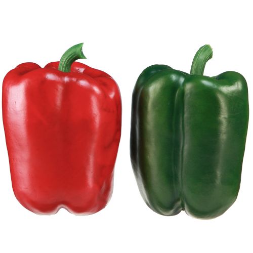 Artikel Paprika dekoration rød grøn kunstig net Ø8cm H11,5cm 4 stk