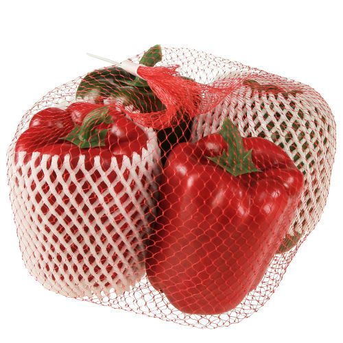Artikel Paprika dekoration rød grøn kunstig net Ø8cm H11,5cm 4 stk