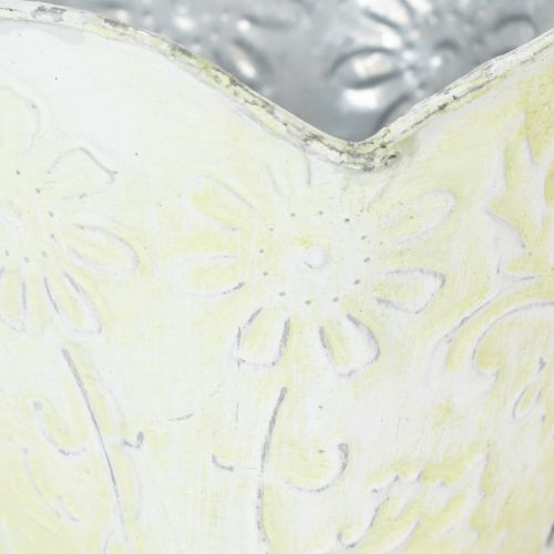 Artikel Urtepotte, dekorativ kaffefilterholder, metalkop til plantning, grøn og hvid blomsterdekoration, shabby chic, H11cm Ø11cm