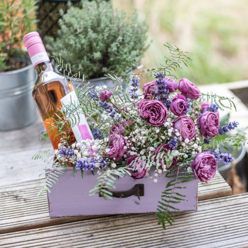 Artikel Plantekasse Dekorationsskuffe Shabby Chic Træ Lilla 25×13×8cm