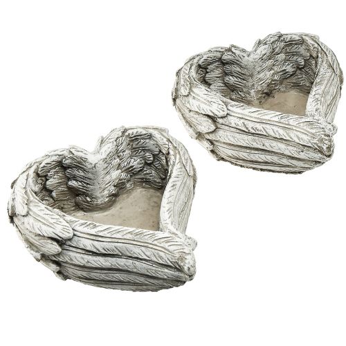 Floristik24 Plante hjertefjer støbt stenhjerte grå hvid 13×12×6cm 2stk