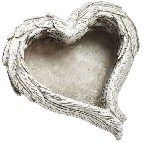 Floristik24 Plante hjertefjer støbt stenhjerte grå hvid 13×12×6cm 2stk