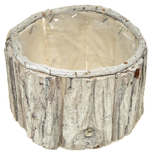 Artikel Plantekasse træ rund bark naturhvid 26/18cm sæt med 2 stk