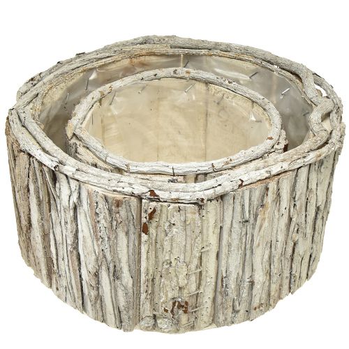 Artikel Plantekasse træ rund bark naturhvid 26/18cm sæt med 2 stk