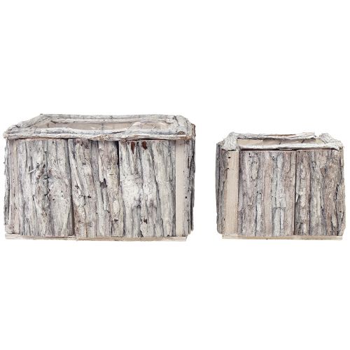 Artikel Plantekassetræ med bark naturhvid 17/24cm sæt med 2 stk