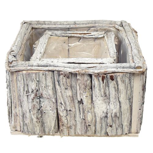Artikel Plantekassetræ med bark naturhvid 17/24cm sæt med 2 stk