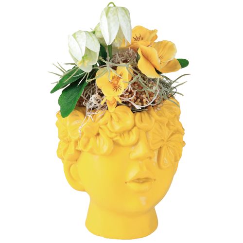 Artikel Plantehoved buste polyresin plantekasse gul 13,5×13×14cm