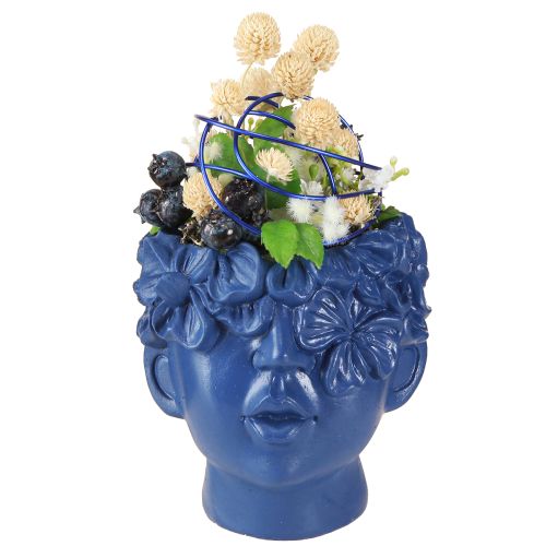 Artikel Plantehoved Polyresin Bust Plantekasse Blå 13,5×13×14cm