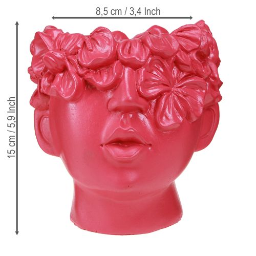Artikel Plantehoved Polyresin Bust Planter Pink 13,5×13×14cm