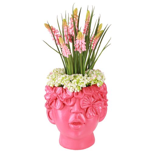 Floristik24 Plantehoved Polyresin Bust Planter Pink 13,5×13×14cm