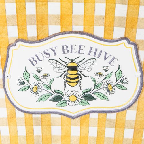 Artikel Oval urtepotte med bi-design, ternet mønster, sommerdekoration, plantekasse, 38×24×29 cm