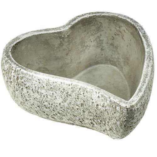 Artikel Planteskål hjertegravdekoration plantehjerte grå hvid 18×19cm H7,5cm