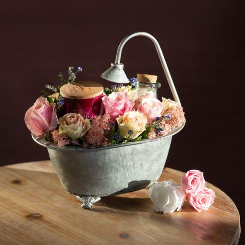 Floristik24 Planteskål Metal Mini badekar 22,5 cm/27,5 cm Sæt med 2