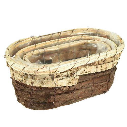 Artikel Plantebakke, naturligt træ, 3-farvet, L29,5/25/23 cm, sæt med 3