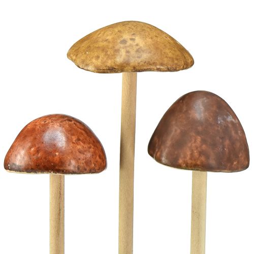 Artikel Pyntesvampe på pind, brun 5,5cm - efterårshave- og stuedekoration - 6 stk.