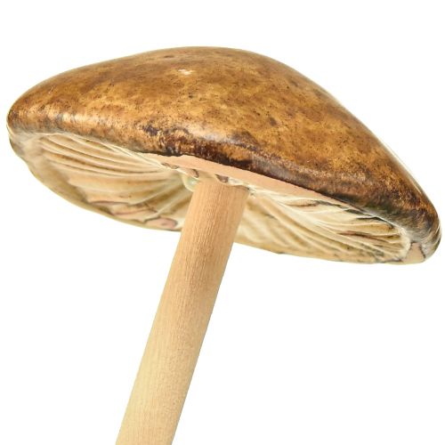 Artikel Pyntesvampe på pind, brun 5,5cm - efterårshave- og stuedekoration - 6 stk.