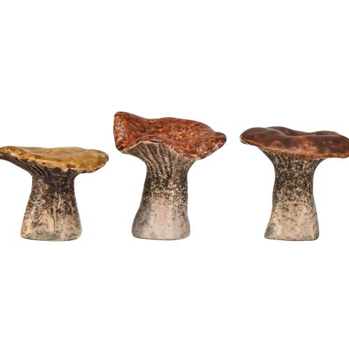 Artikel Naturinspirerede dekorative svampefigurer - forskellige brune nuancer, 6,4 cm - Charmerende accenter til have og hjem Pakke med 3