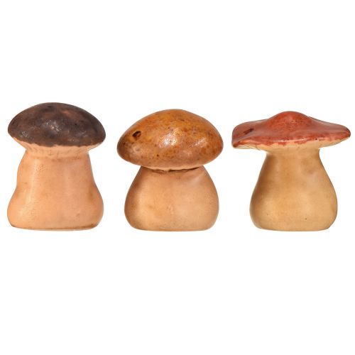 Artikel Glade svampefigurer med ansigter - forskellige brune nuancer, 6,5 cm - sjov dekoration til have og hjem - 3 stk.