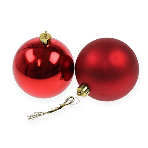 Juletræskugler plastrød 8cm 6 stk