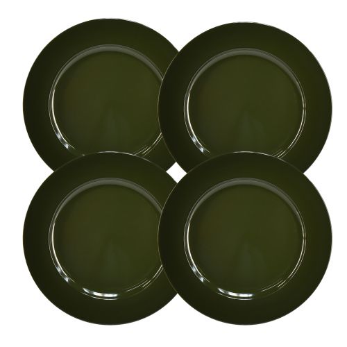 Artikel Elegant mørkegrøn plastplade 28 cm 4stk