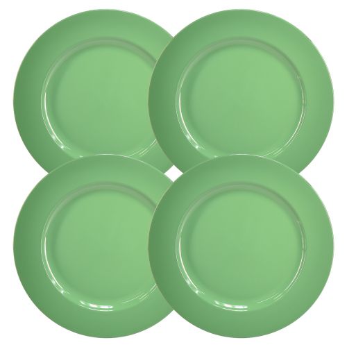 Artikel Robust grøn plastikplade - 28 cm, perfekt til daglig dekoration og udendørs aktiviteter - pakke med 4
