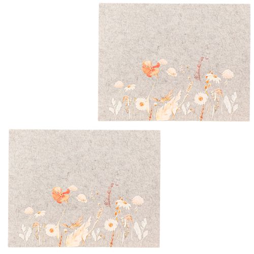 Artikel Filt dækkeservietter med blomstermotiv – stilfulde dækkeservietter til naturlig borddekoration 45x35cm 2 stk.