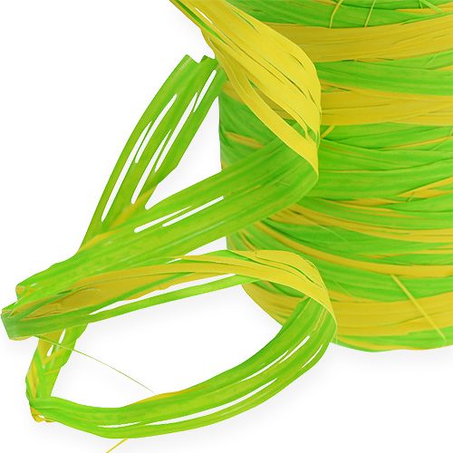 Artikel Raffia bånd bicolor grøn-gul 200m