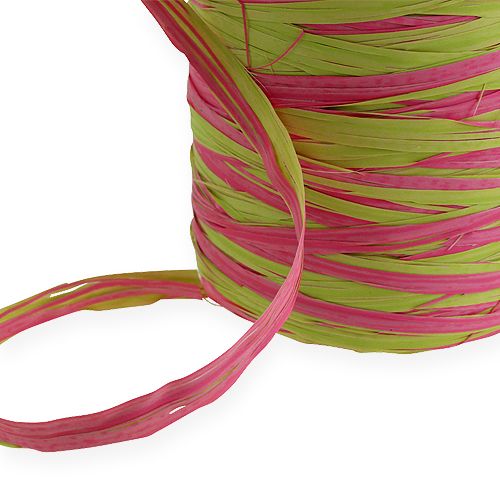 Floristik24 Raffia bånd bicolor æble grøn-lyserød 200m