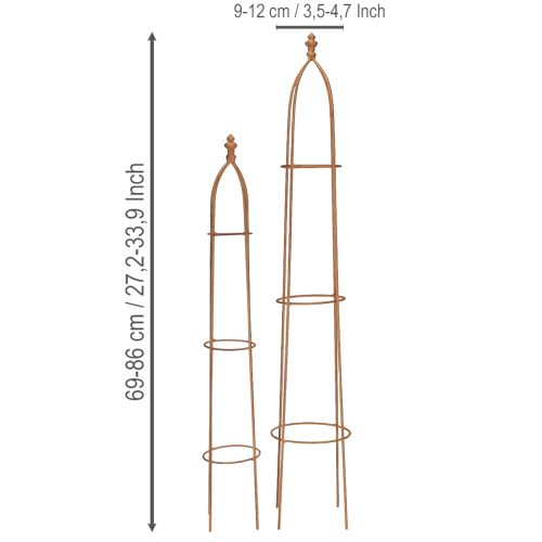 Artikel Espalier metal obelisk i rustlook 69/86 cm sæt med 2