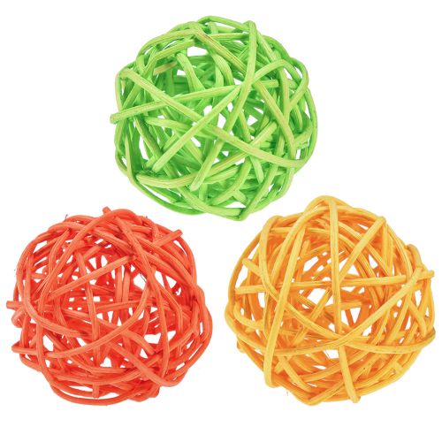 Artikel Rattan kugler borddekoration rattan grøn gul orange assorteret Ø5cm 24 stk