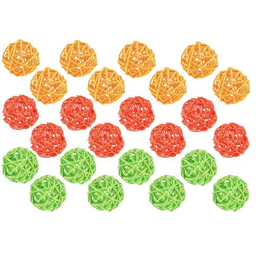 Artikel Rattan kugler borddekoration rattan grøn gul orange assorteret Ø5cm 24 stk