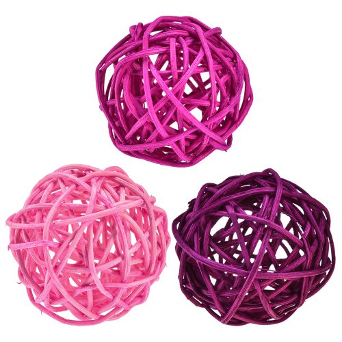 Rattankugler lys pink pink lilla assorteret rattan Ø5cm 24 stk