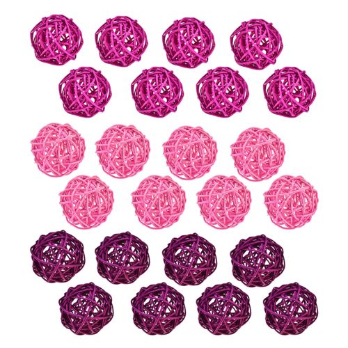 Artikel Rattankugler lys pink pink lilla assorteret rattan Ø5cm 24 stk