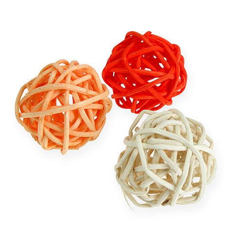 Artikel Rattan kugle orange, abrikos, bleget 72 stk