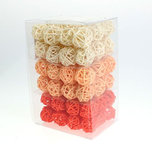 Artikel Rattan kugle orange, abrikos, bleget 72 stk