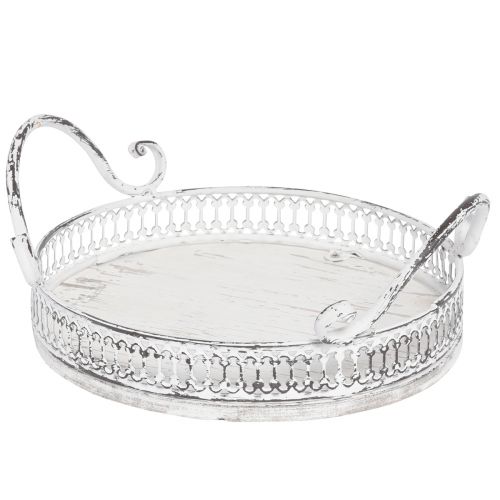 Floristik24 Retro bakke med håndtag rund bakke hvid Ø26/33cm sæt med 2 stk