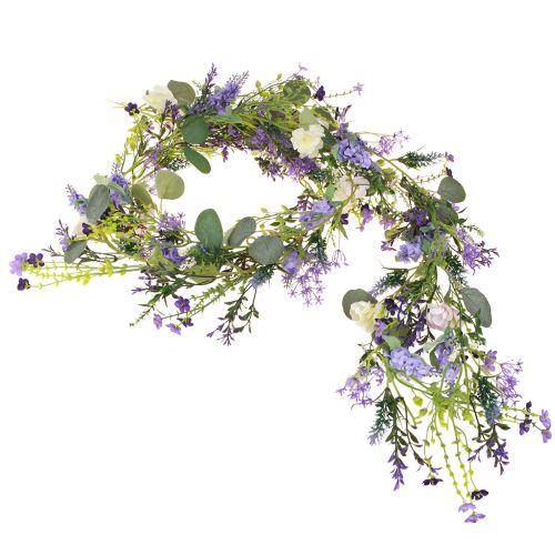 Floristik24 Romantisk blomsterguirlande i lilla pink hvid L194cm 2stk