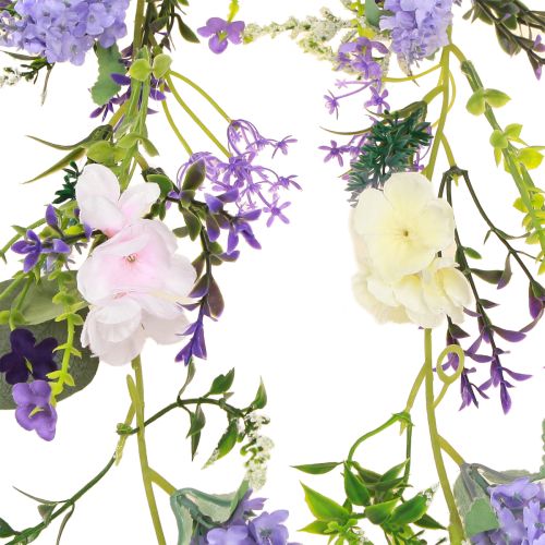 Floristik24 Romantisk blomsterguirlande i lilla pink hvid L194cm 2stk