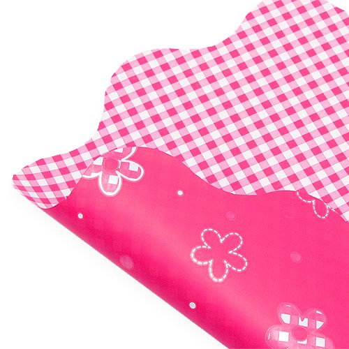 Floristik24 Rondella manchet Vichy Pink Ø50cm 50stk