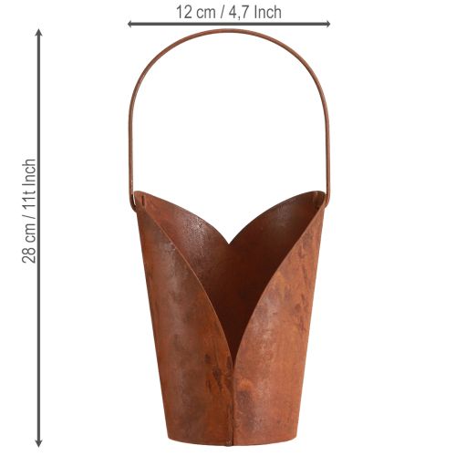 Artikel Rustent metalpyntehjerte med hank til ophængning, 12 x 15,5 cm, 2 stk.