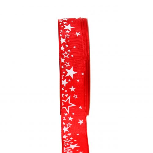 Floristik24 Julebånd stjerne mønster rød 25mm 25m