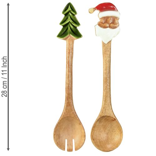 Artikel Salatbestik i træ til jul, 28 cm, sæt med 2 stk.