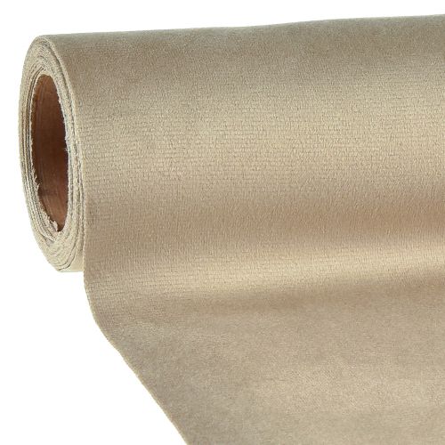 Artikel Fløjlsbordløber beige, 28×270cm - Elegant bordløber dekorativt stof til festlig dekoration
