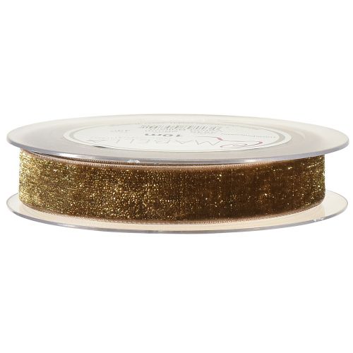 Artikel Fløjlsbånd Glitter Brun Guld – Glamorøst Julebånd 20mm 10m