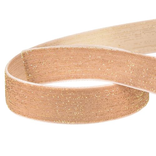 Artikel Fløjlsbånd glitter pink guld dekorative bånd fløjl 20mm 10m