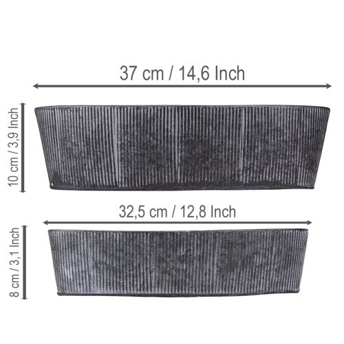 Artikel Oval metalskål, sort/grå, vintage stil, 32,5/37 cm, sæt med 2 stk.